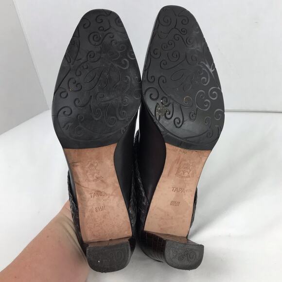 Brighton Tapa Leather Embellished Mules Brown 8.5N - Picture 7 of 8